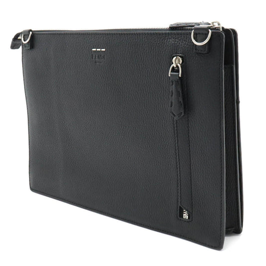 FENDI Selleria Stitch FF Clutch Bag Second Handbag Leather Black 7V99