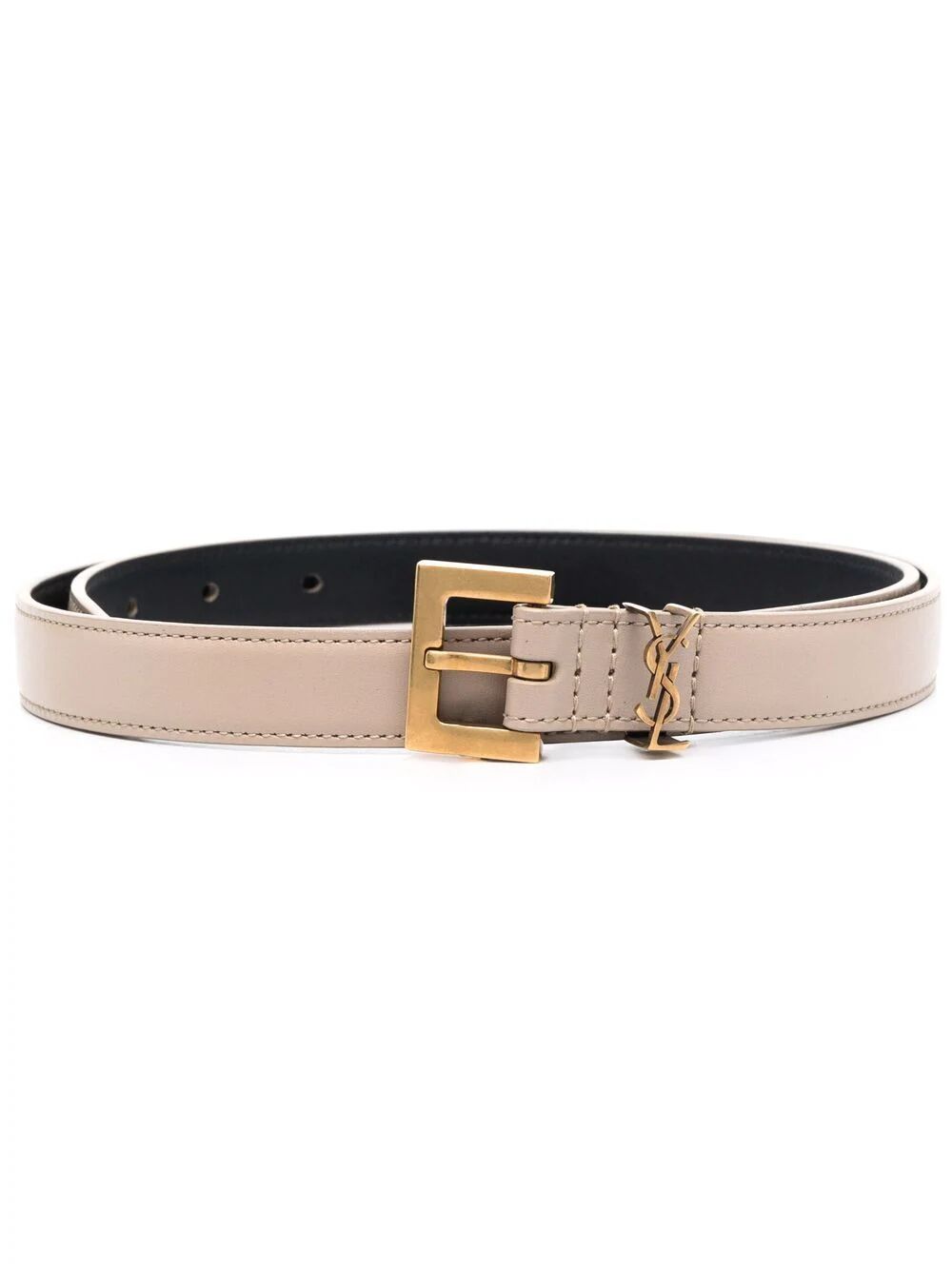Saint Laurent Women Cassandre Thin Belt With Square Buckle In Box Leather