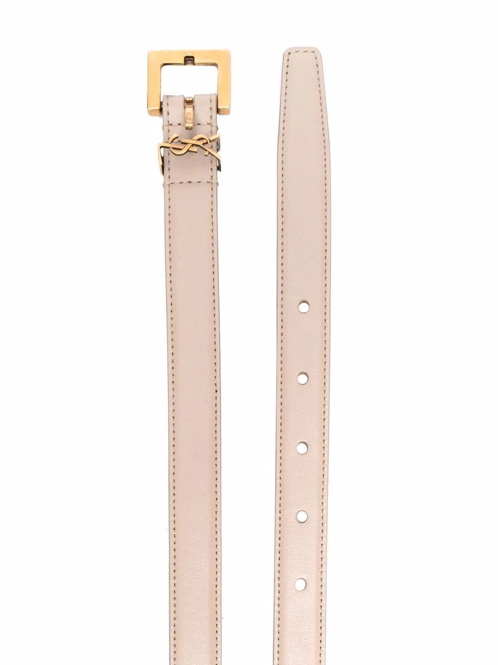 Saint Laurent Women Cassandre Thin Belt With Square Buckle In Box Leather