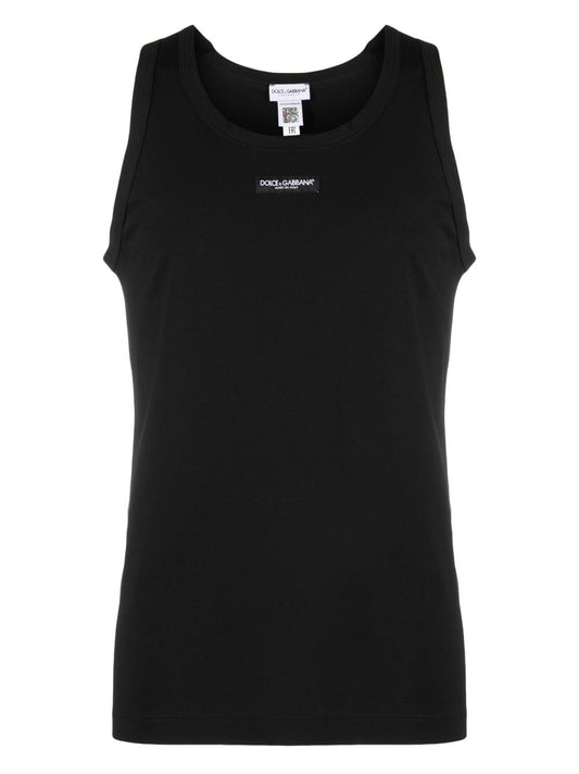 Dolce & Gabbana Men Stretch Cotton Tank Top With Logo Label