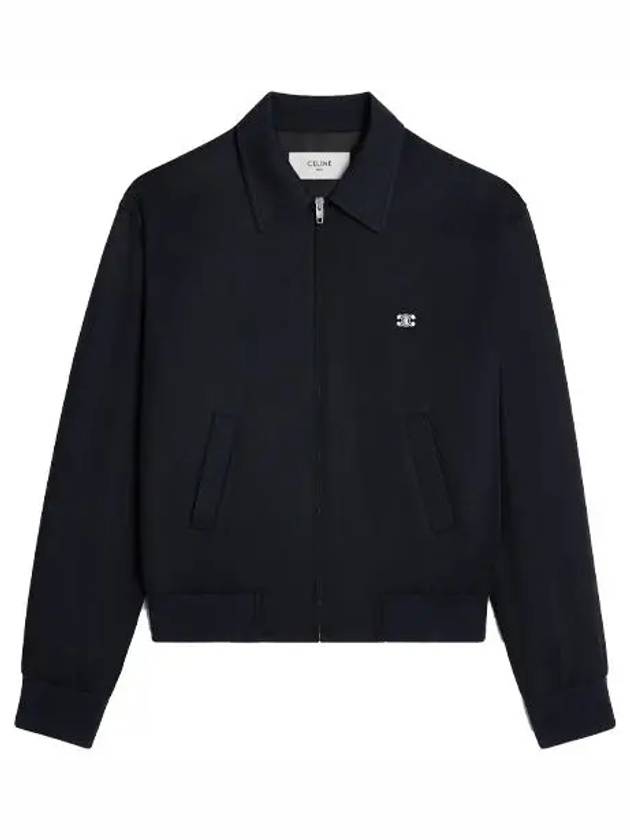 CELINE Triomphe Embroidered Rayon Twill Zip-Up Jacket Black