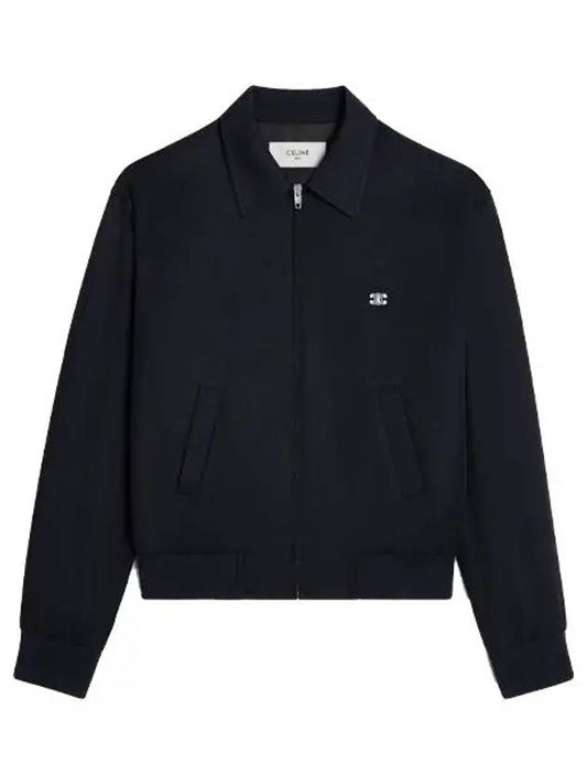 CELINE Triomphe Embroidered Rayon Twill Zip-Up Jacket Black