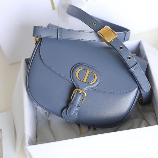 DIOR MEDIUM BOBBY 22CM BLUE CALFSKIN GOLD HARDWARE