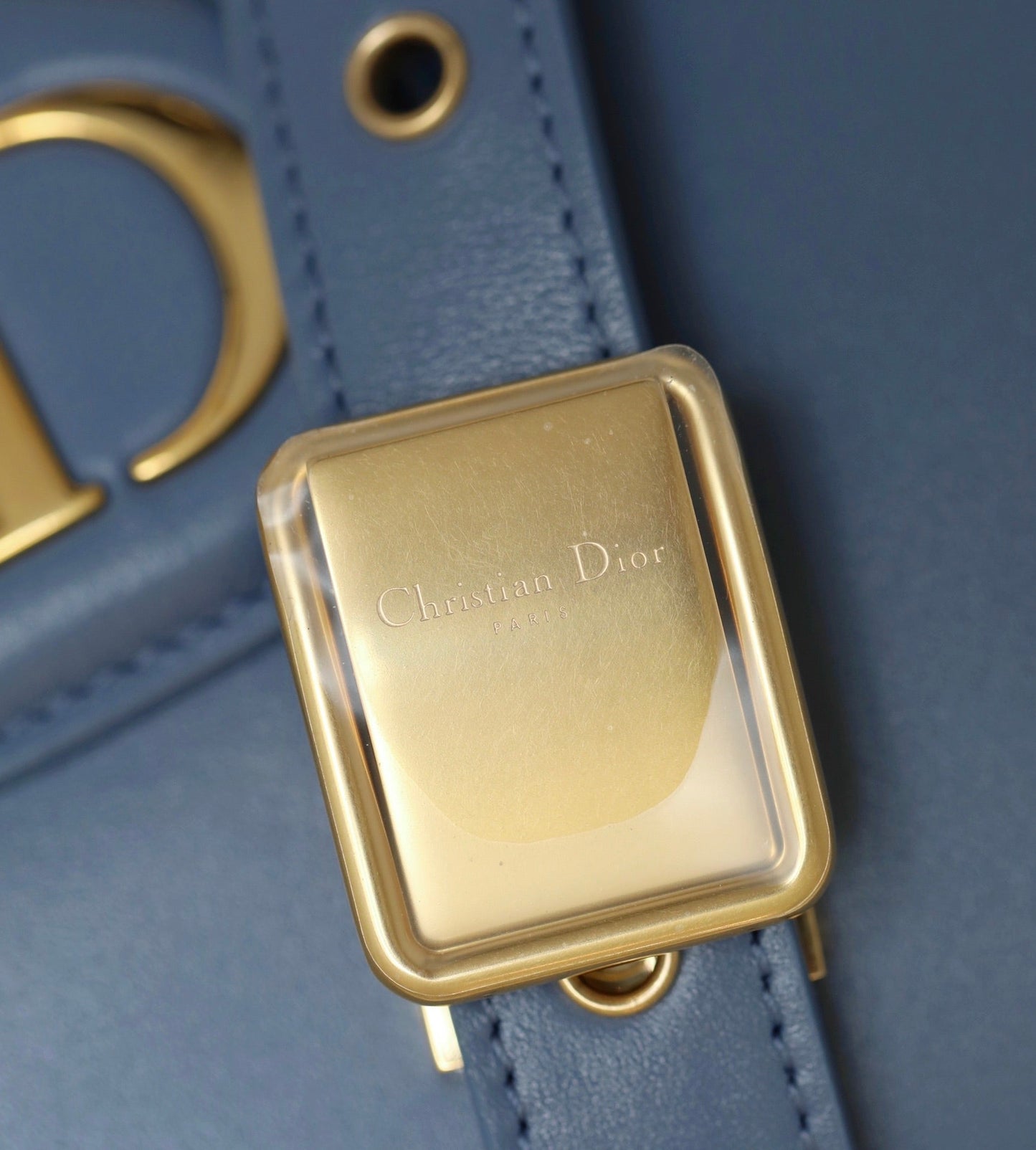 DIOR MEDIUM BOBBY 22CM BLUE CALFSKIN GOLD HARDWARE