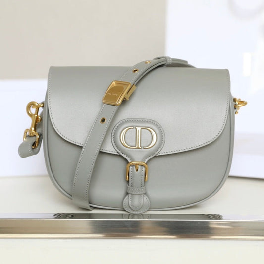 DIOR MEDIUM BOBBY 22CM DARK GREY CALFSKIN GOLD HARDWARE