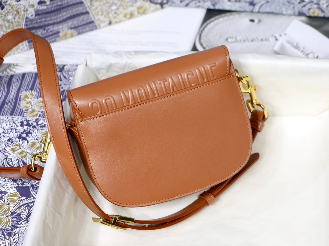 DIOR MEDIUM BOBBY 22CM DARK TAN CALFSKIN GOLD HARDWARE