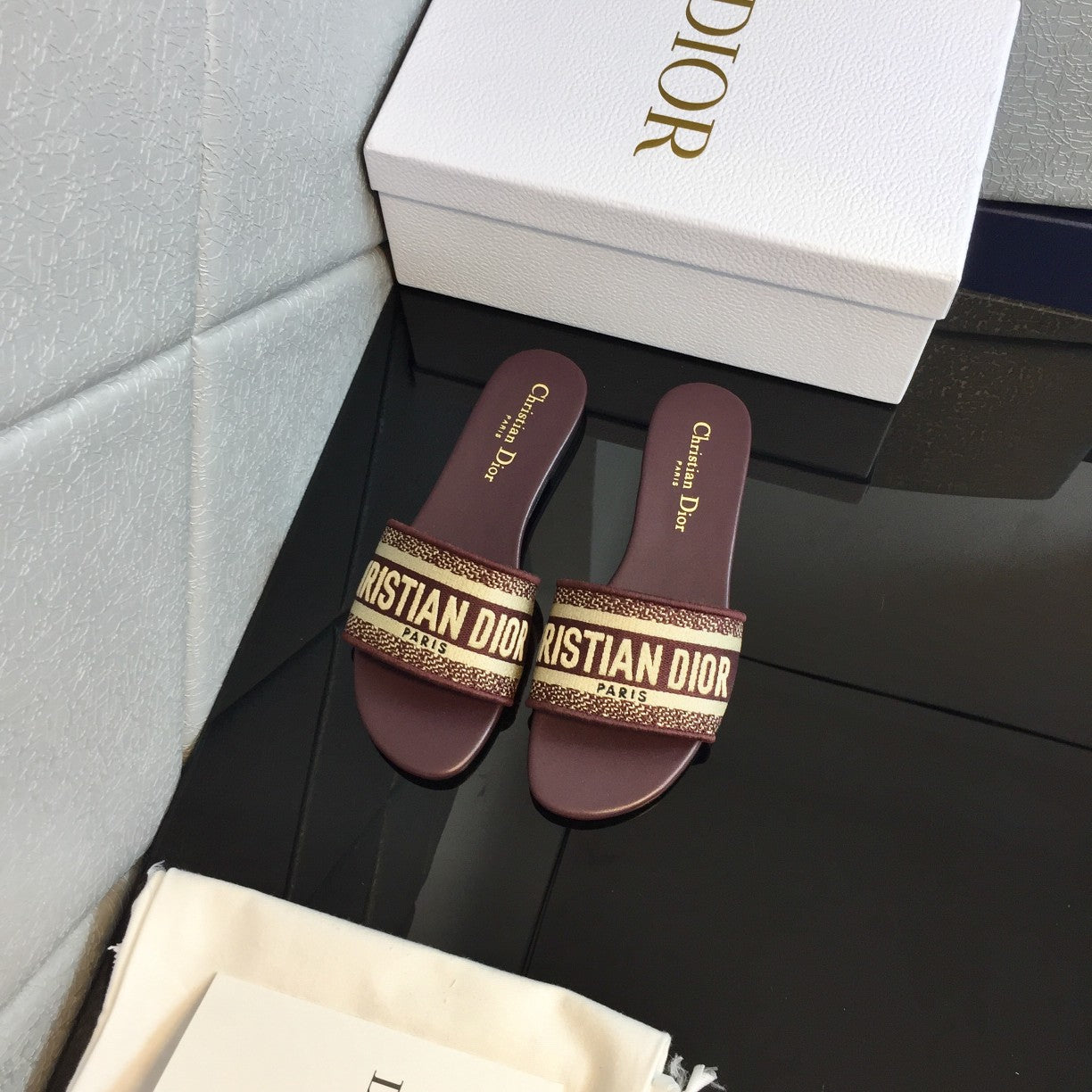 DIOR Mule Dway Slide 10mm Multi-motifs Style 49