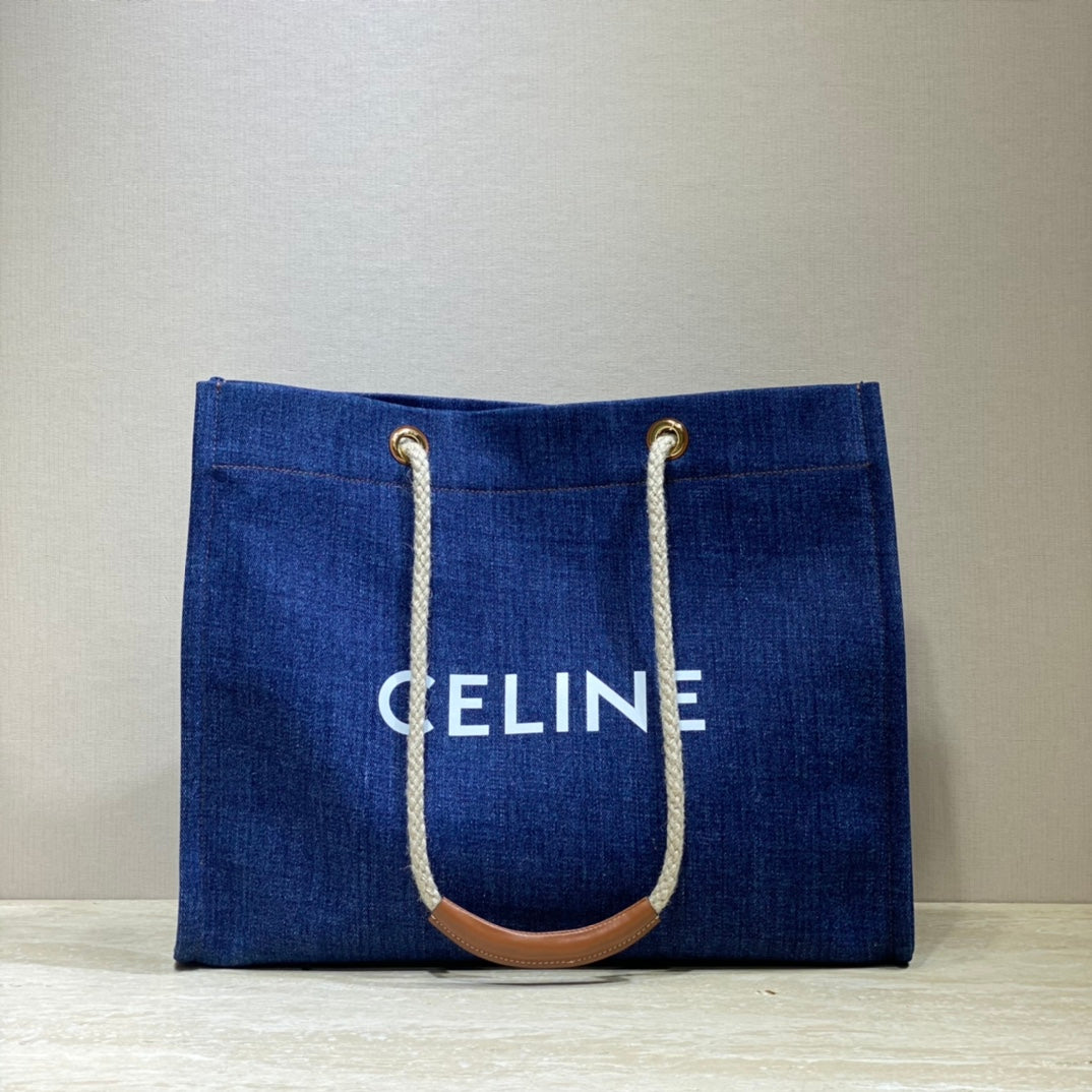 Celine CANVAS TOTE 43 NAVY BLUE DENIM
