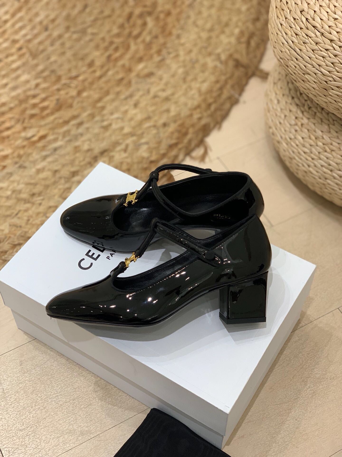 Celine Celine Mary Jane Black Patent Leather 237236