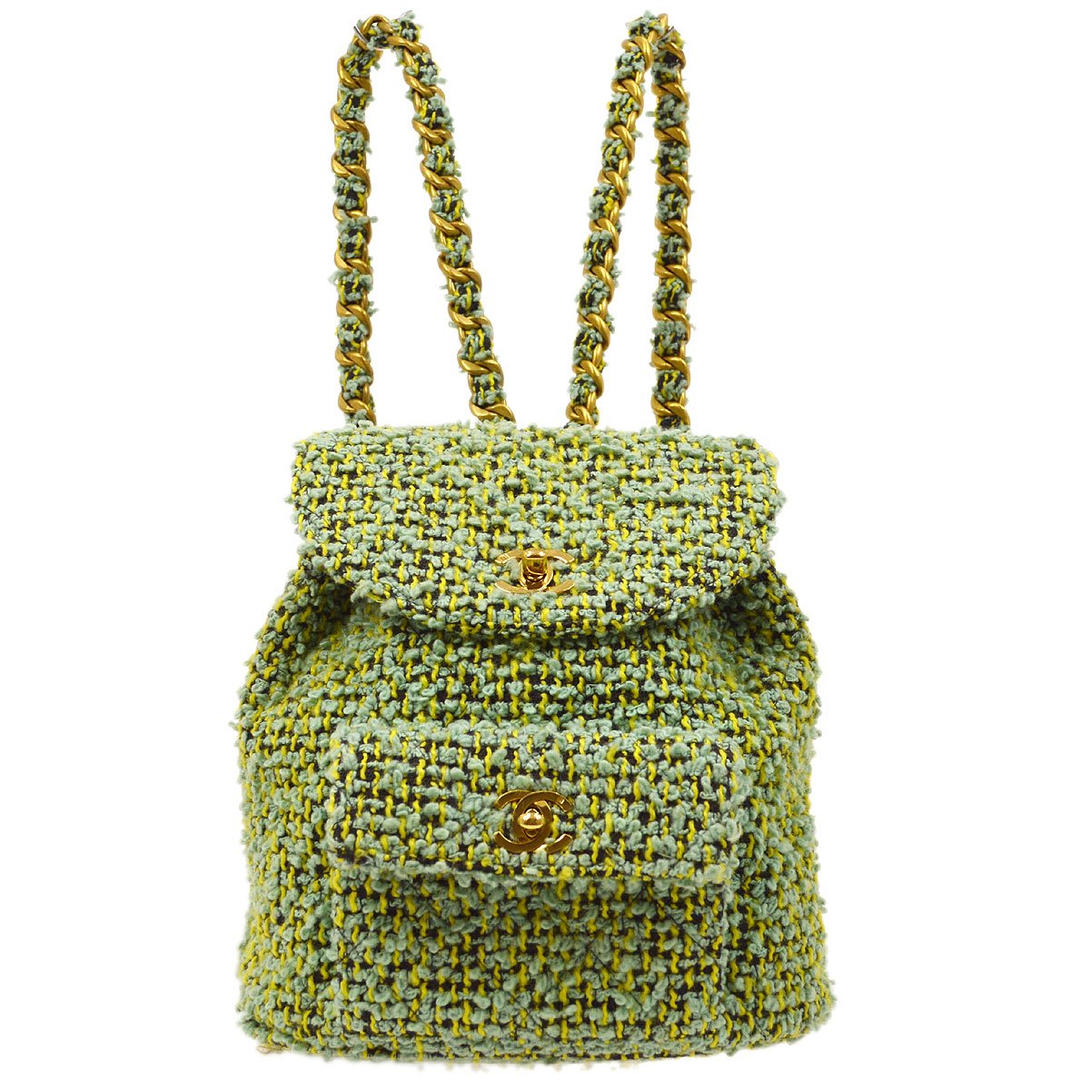 CHANEL 1994 Green Tweed DUMA Backpack Medium