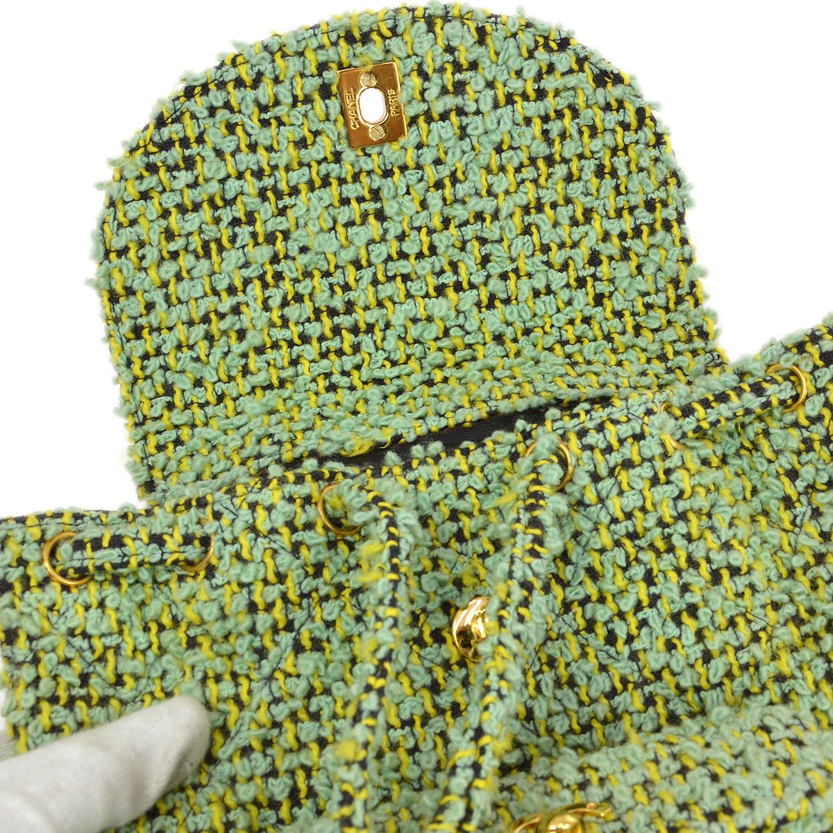 CHANEL 1994 Green Tweed DUMA Backpack Medium