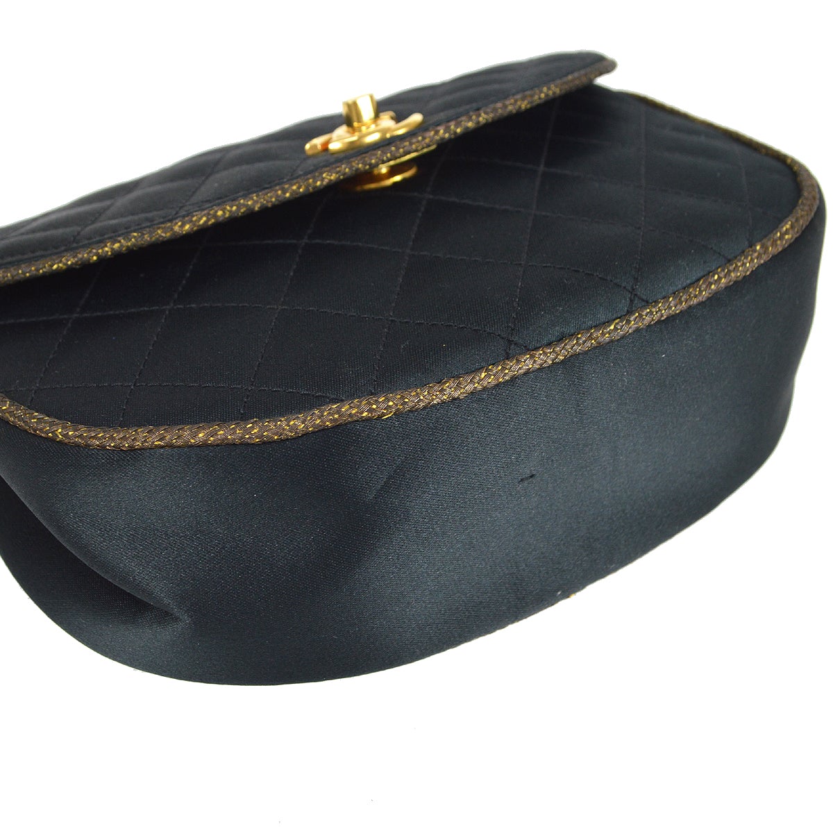 CHANEL 1994-1996 Black Satin Half Moon Flap Bag