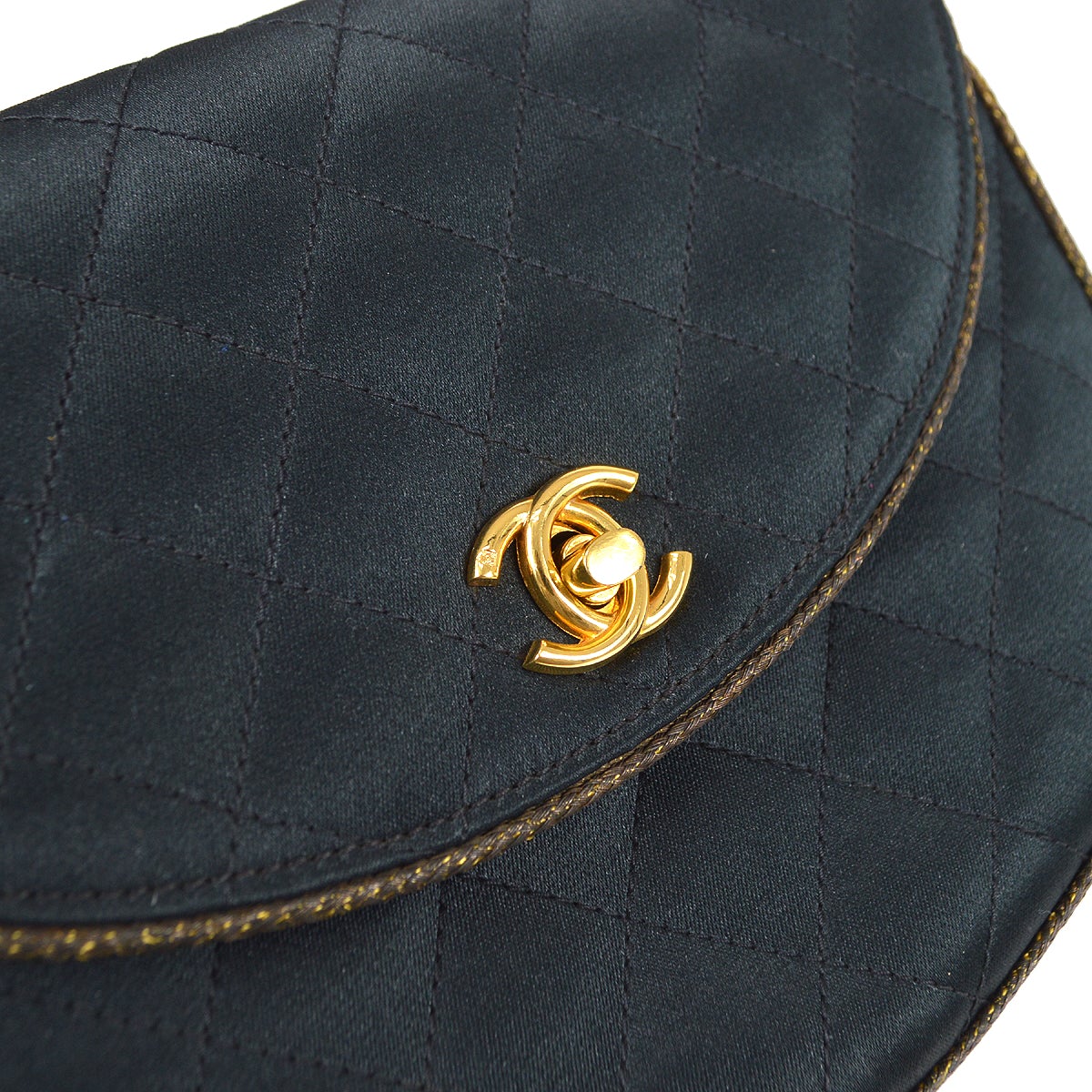 CHANEL 1994-1996 Black Satin Half Moon Flap Bag