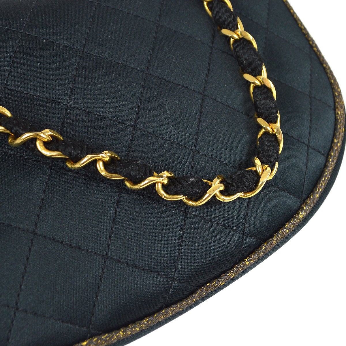 CHANEL 1994-1996 Black Satin Half Moon Flap Bag