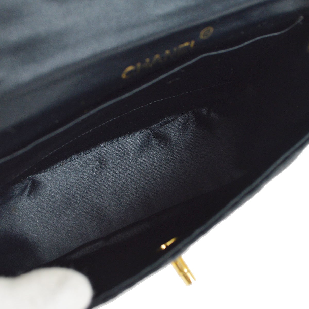 CHANEL 1994-1996 Black Satin Half Moon Flap Bag
