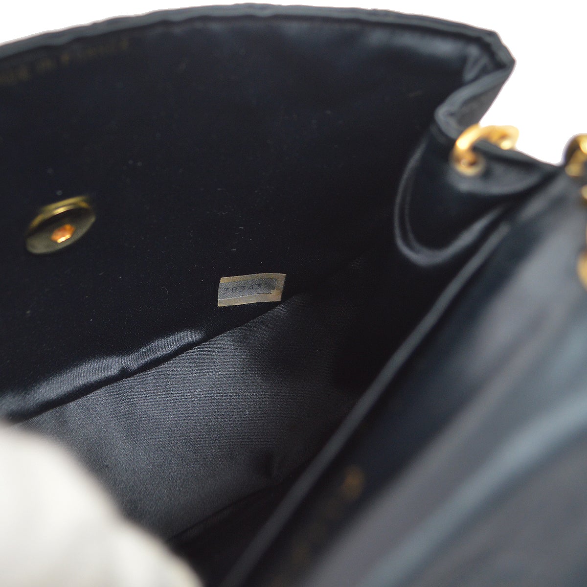 CHANEL 1994-1996 Black Satin Half Moon Flap Bag