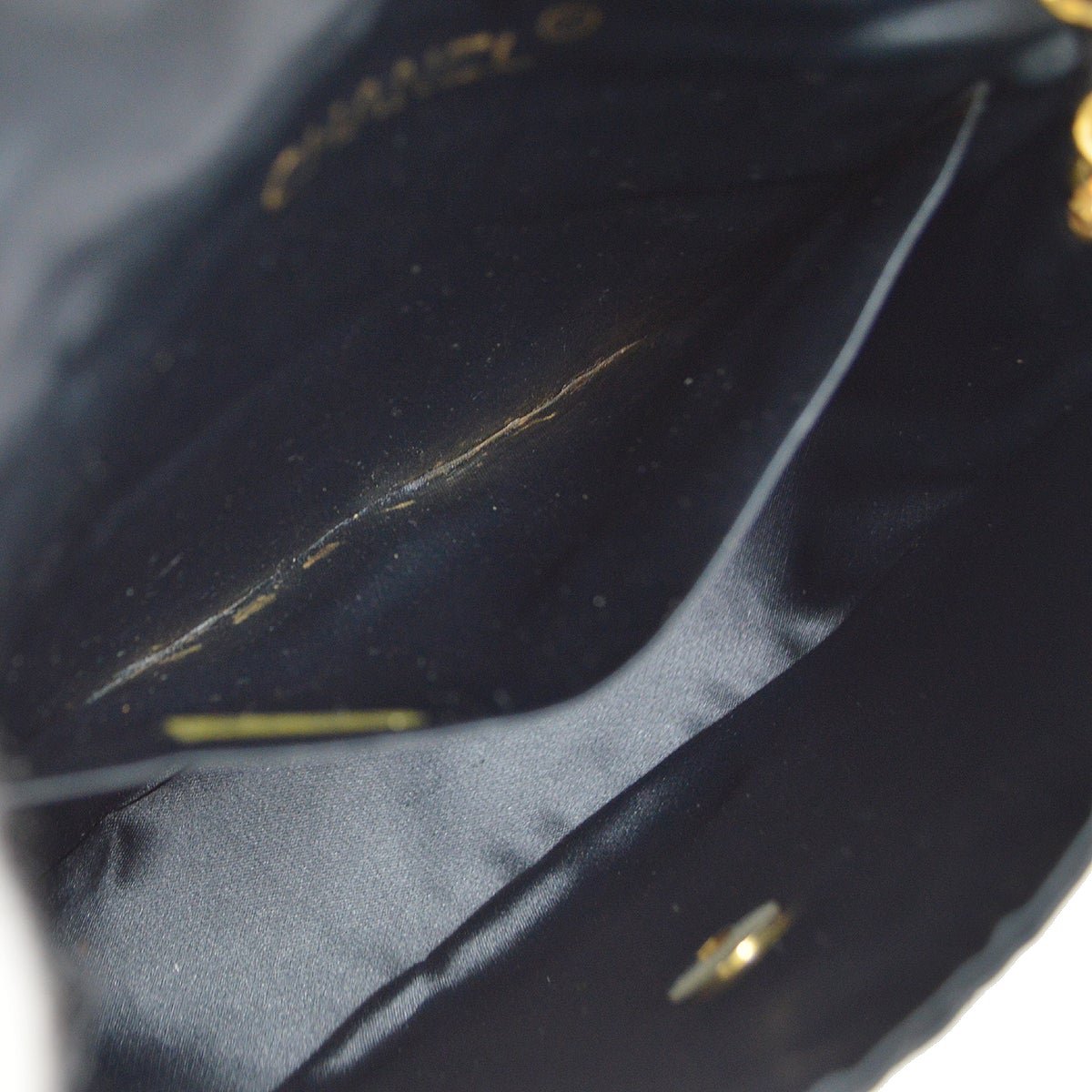 CHANEL 1994-1996 Black Satin Half Moon Flap Bag