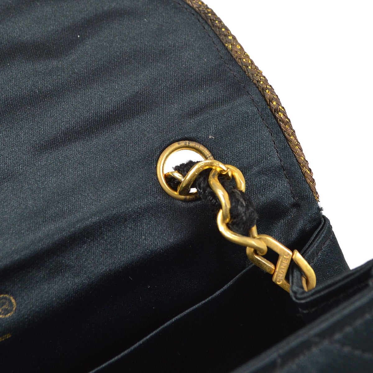 CHANEL 1994-1996 Black Satin Half Moon Flap Bag