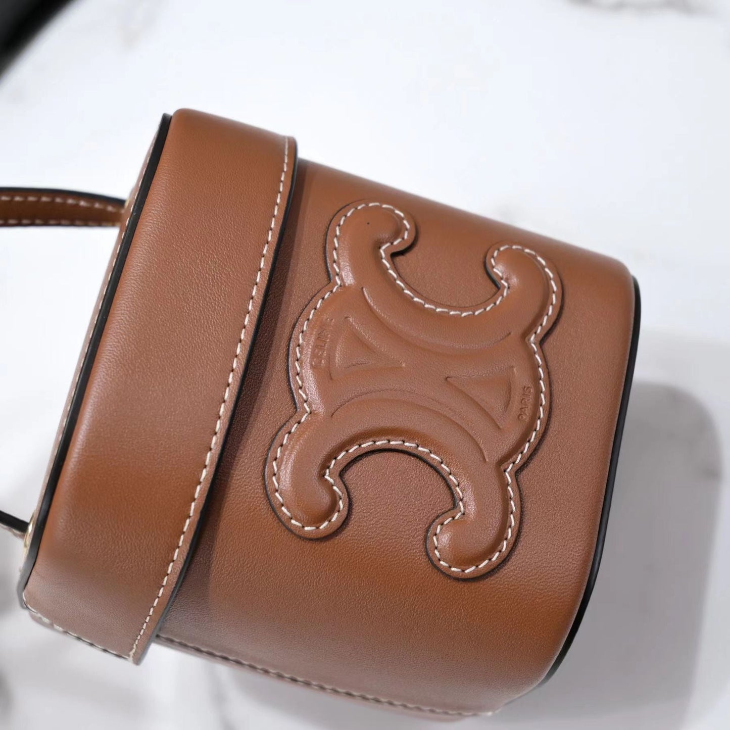 Celine SQUARE BOX CROSSBODY BAG 11 CINNAMON BROWN CALFSKIN