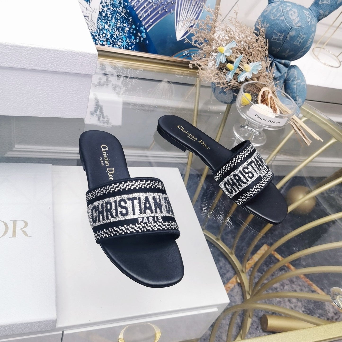 DIOR Mule Dway Slide 10mm Multi-motifs Style 19
