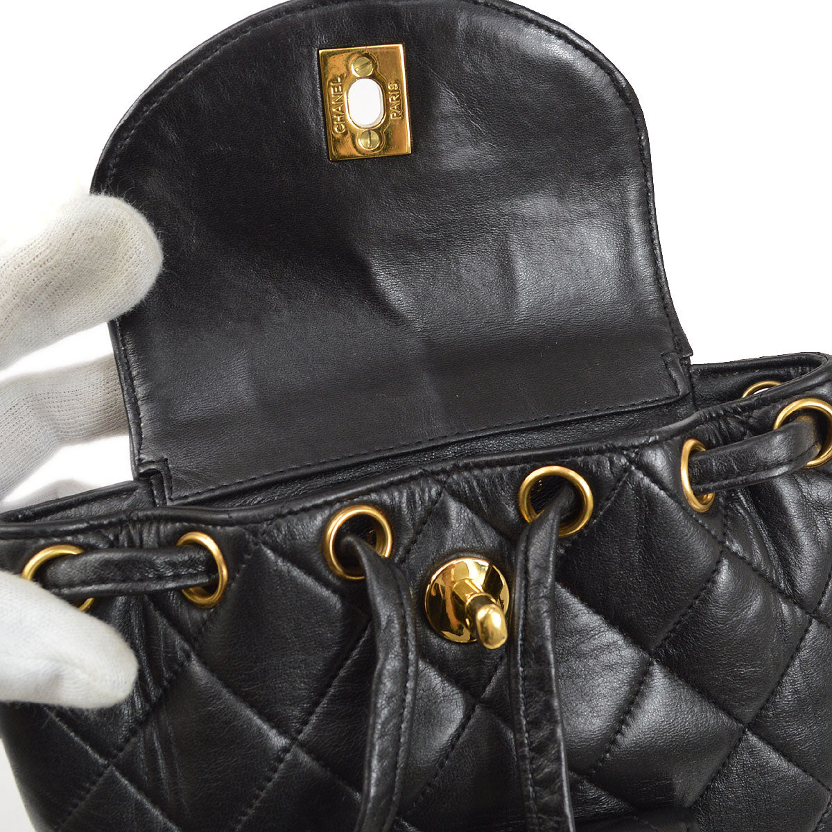 CHANEL * 1991-1994 DUMA Backpack Small Black Lambskin