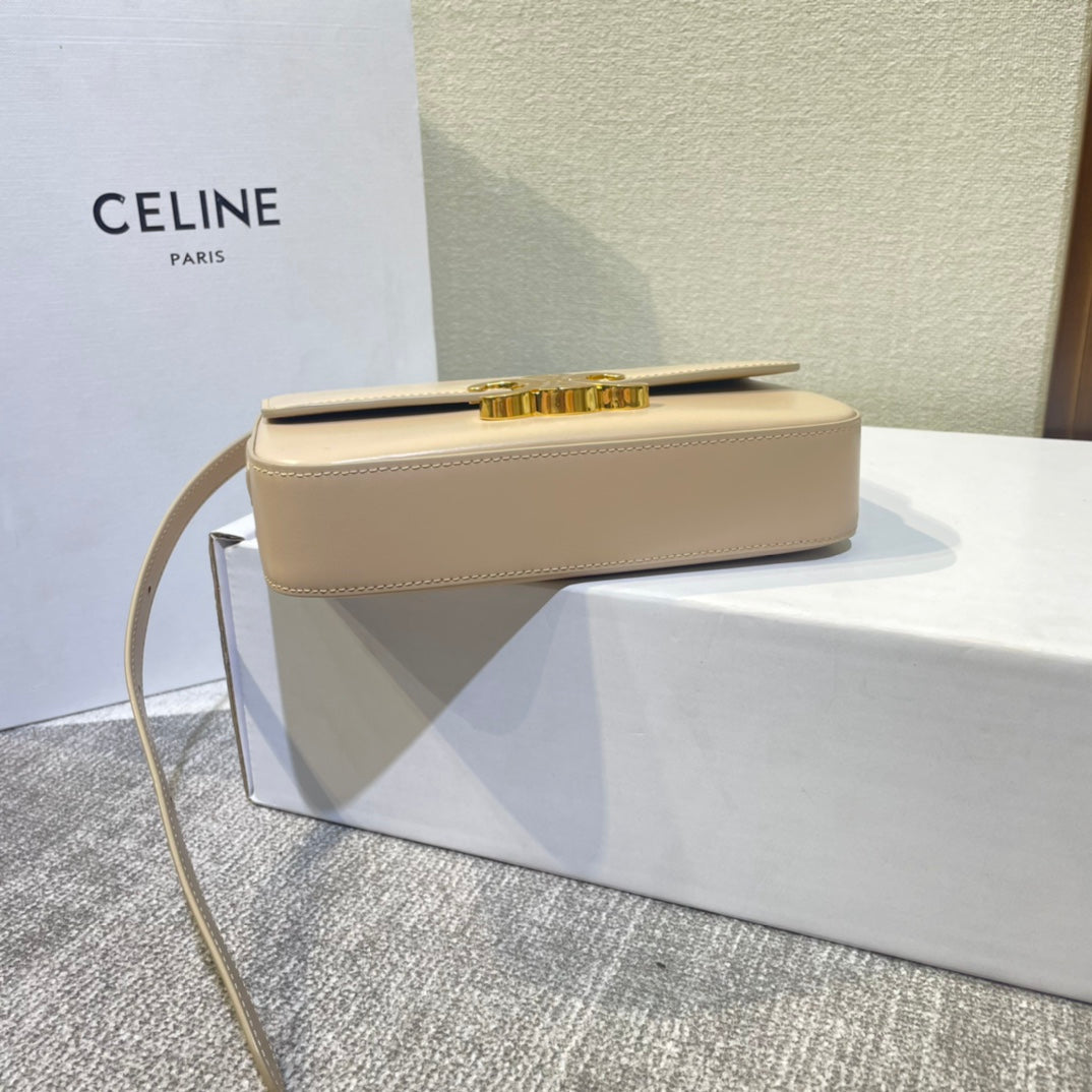 Celine classic triomphe 20 light beige calfskin gold hardware