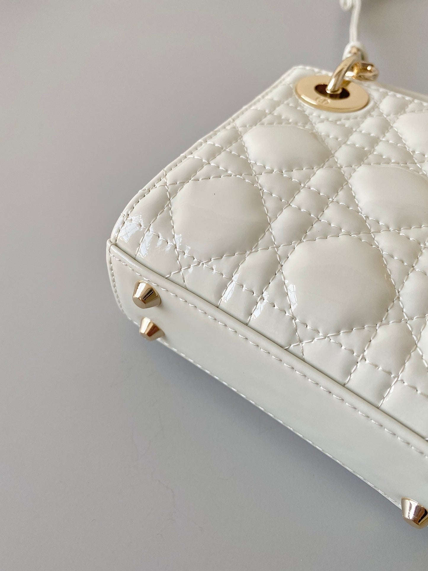 DIOR micro lady 12 white patent calfskin