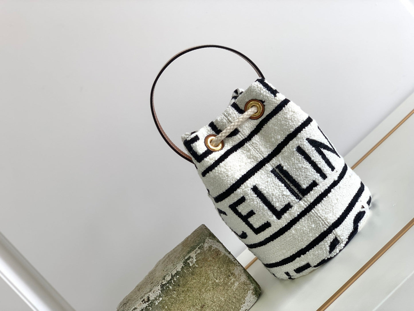 Celine TRIPHOME 19 EMBROIDERED FABRIC BLACK WHITE