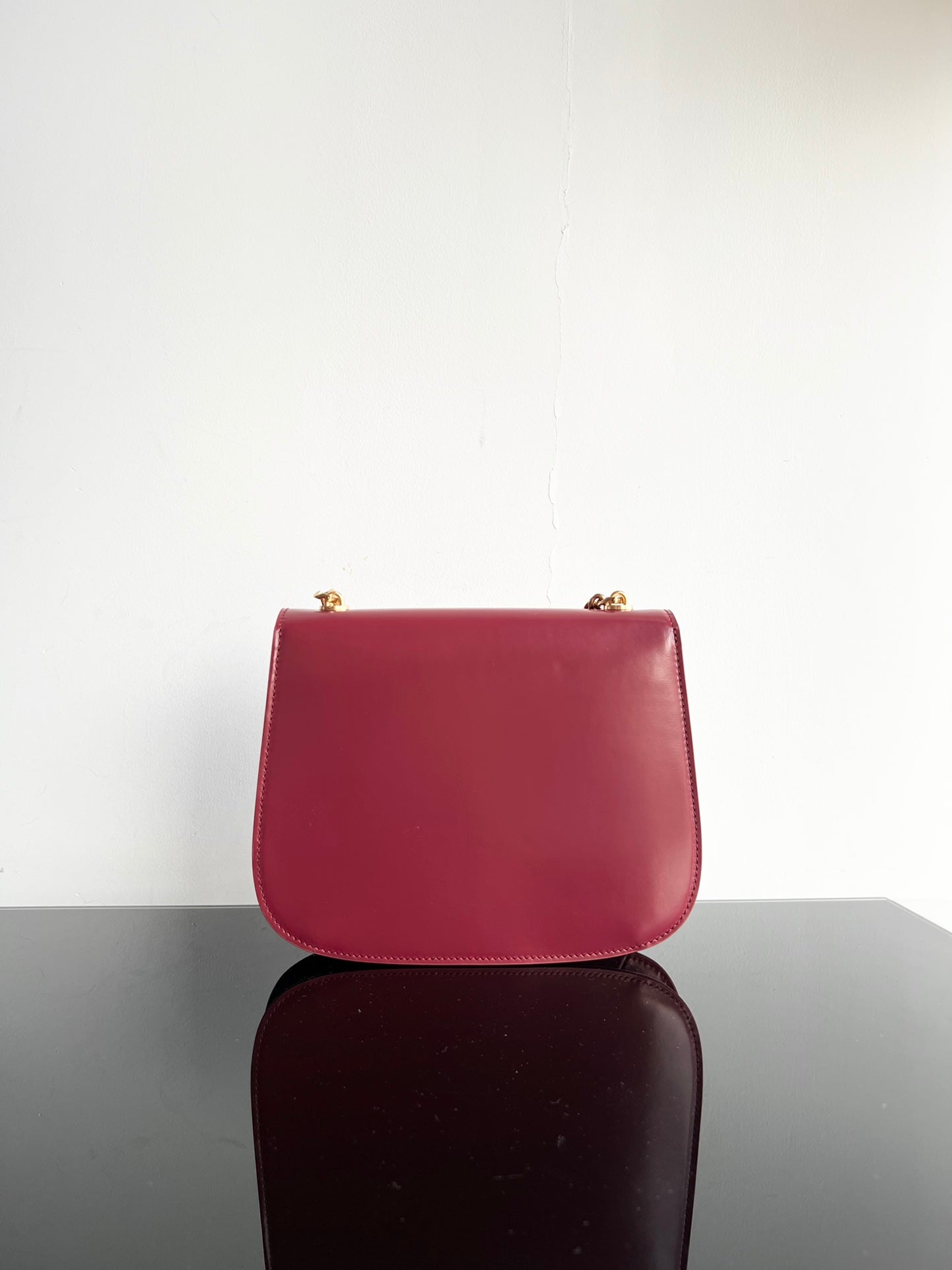 Celine BESACE TRIPHOME 24 RUBY RED GLOSSY CALFSKIN