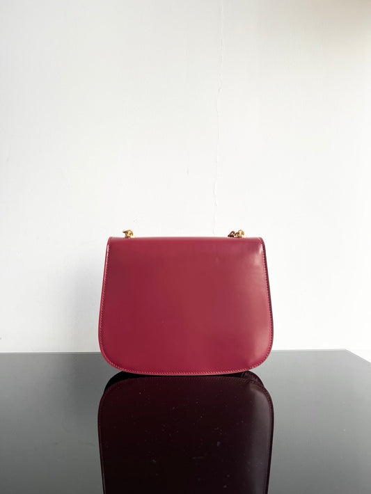 Celine BESACE TRIPHOME 24 RUBY RED GLOSSY CALFSKIN
