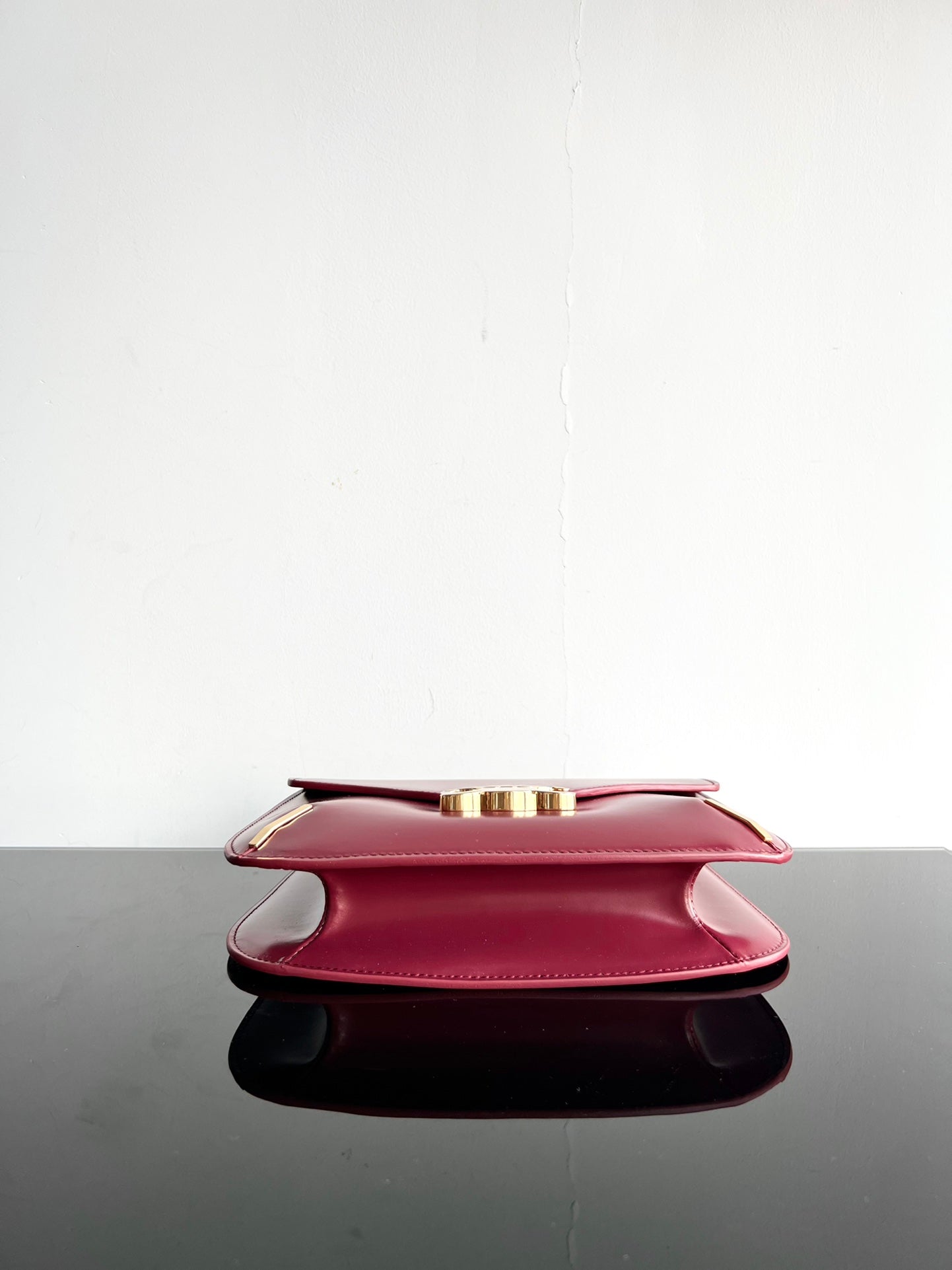 Celine BESACE TRIPHOME 24 RUBY RED GLOSSY CALFSKIN