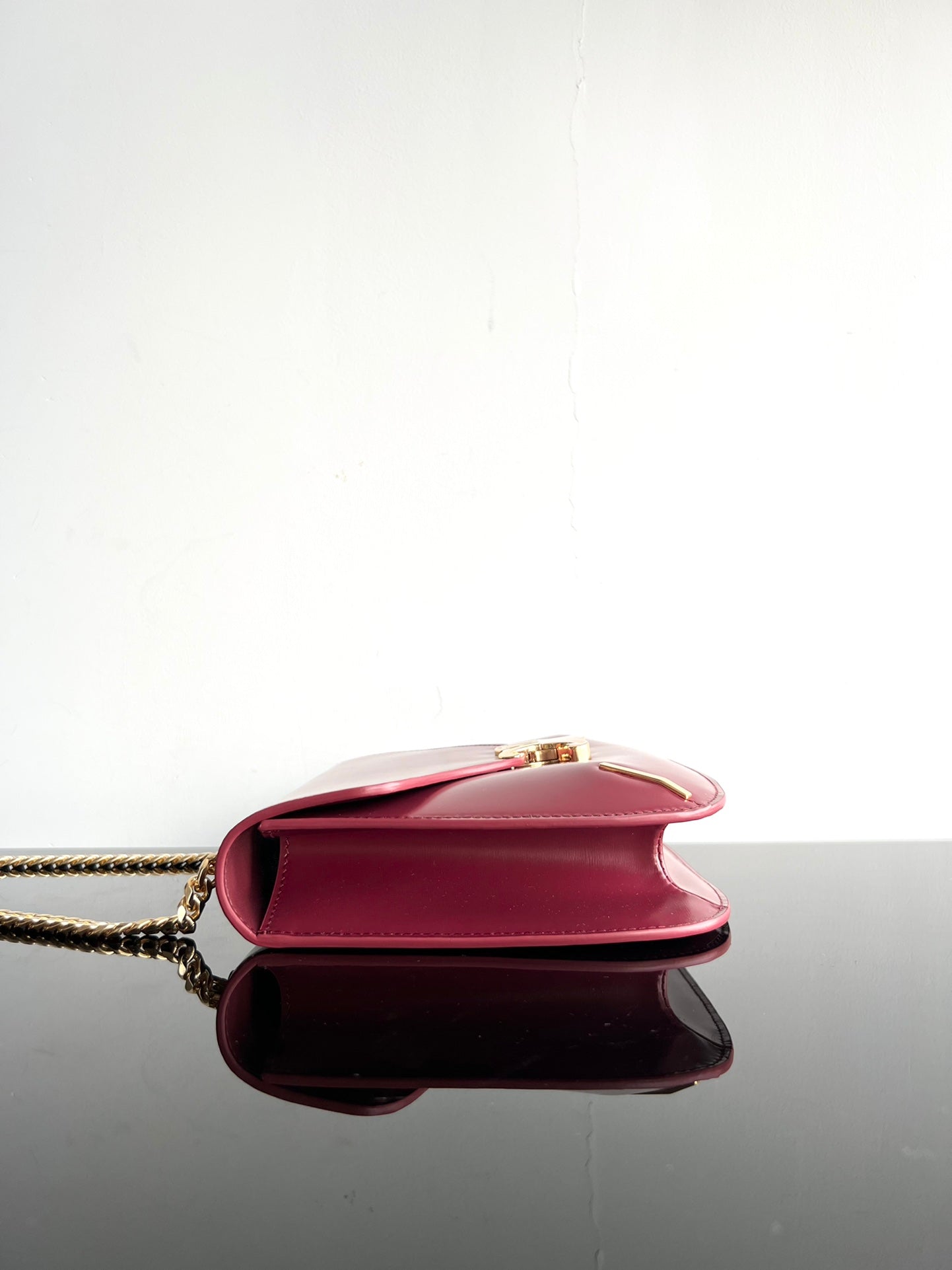 Celine BESACE TRIPHOME 24 RUBY RED GLOSSY CALFSKIN