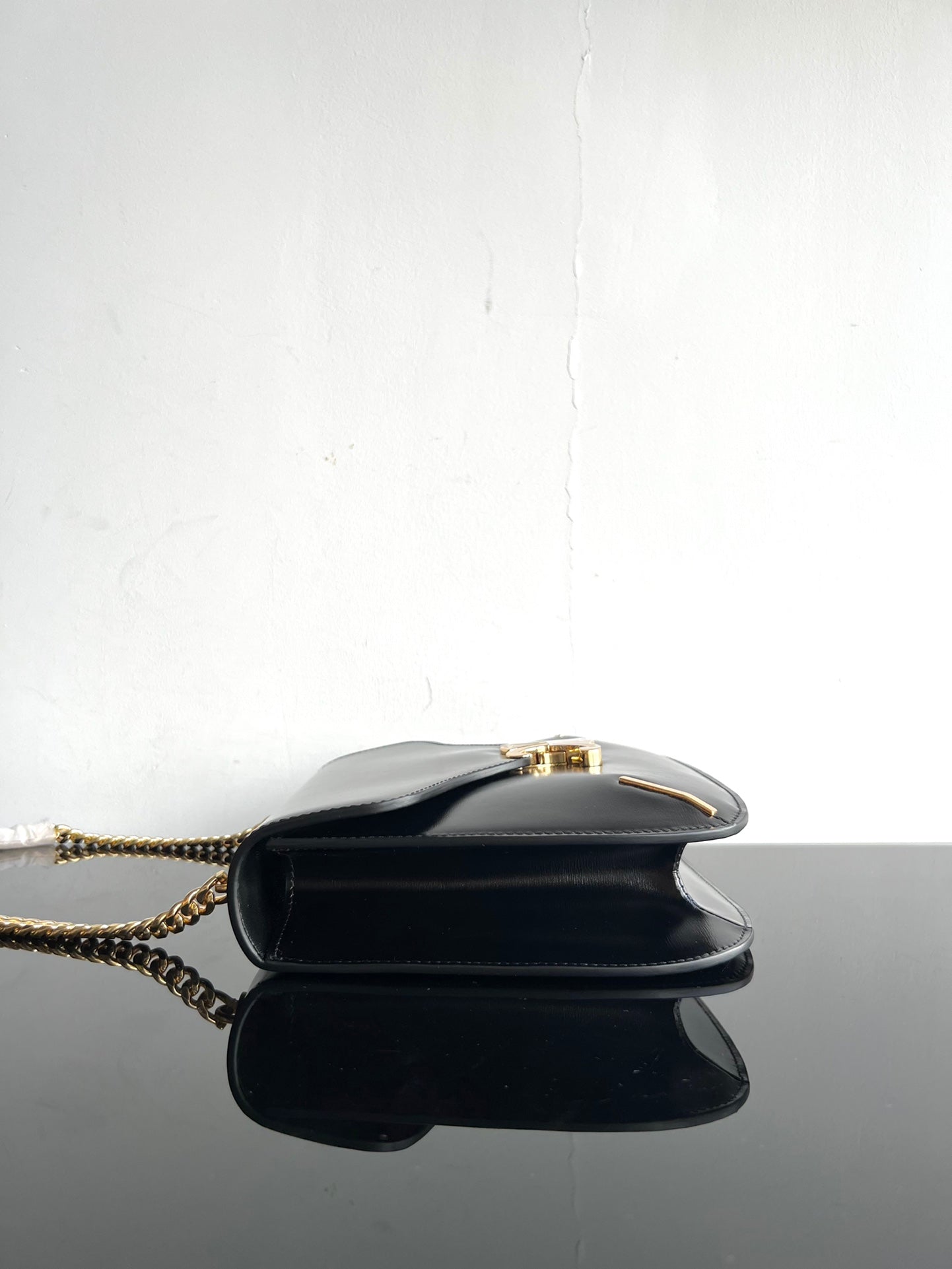 Celine BESACE TRIPHOME 24 BLACK GLOSSY CALFSKIN