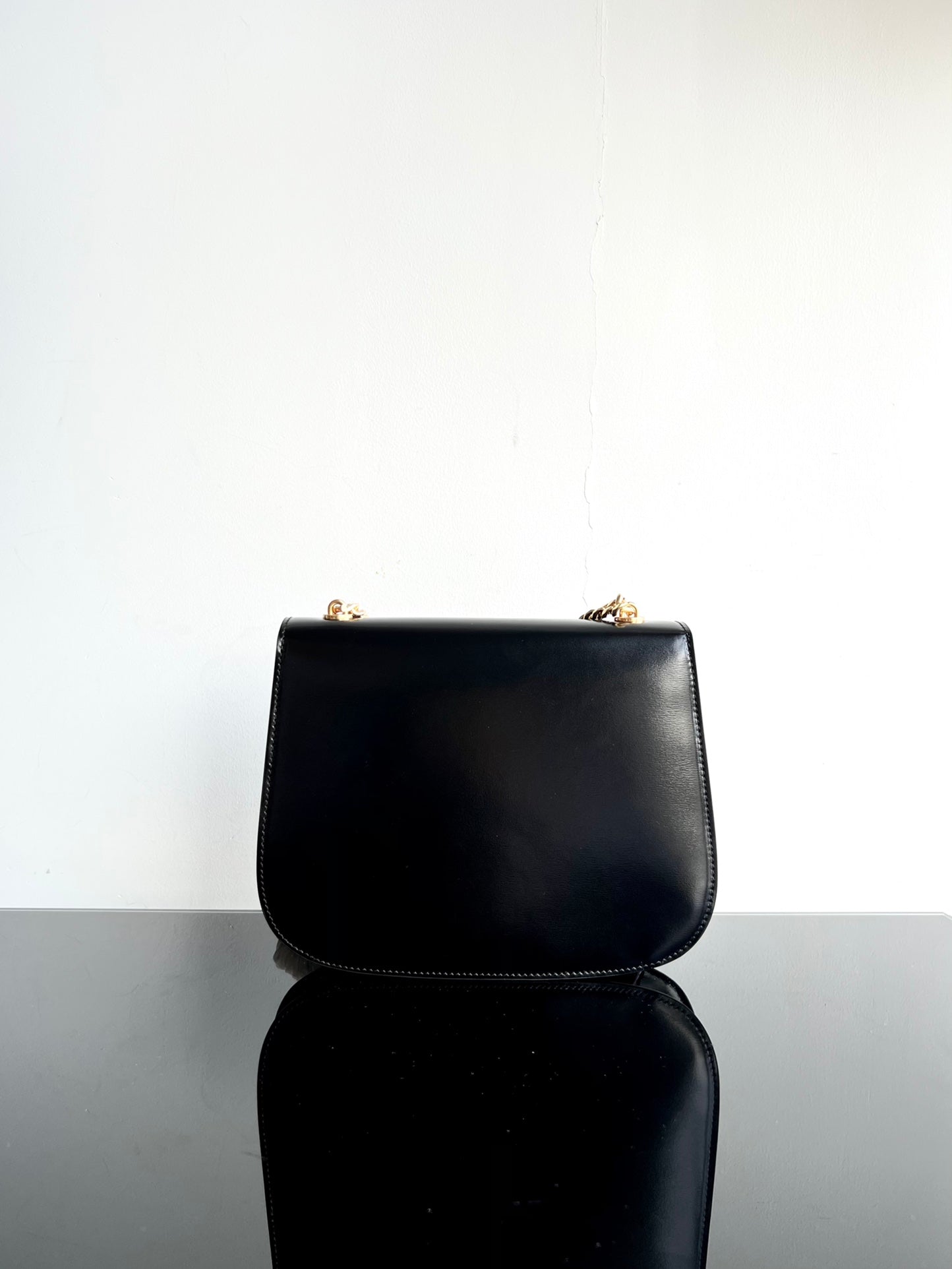 Celine BESACE TRIPHOME 24 BLACK GLOSSY CALFSKIN