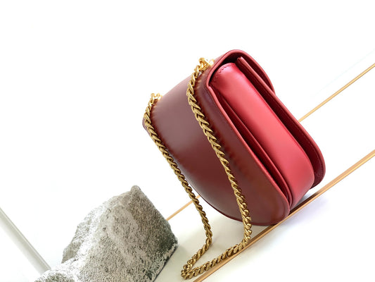 Celine teen besace triomphe 18.5 dark red calfskin with chain