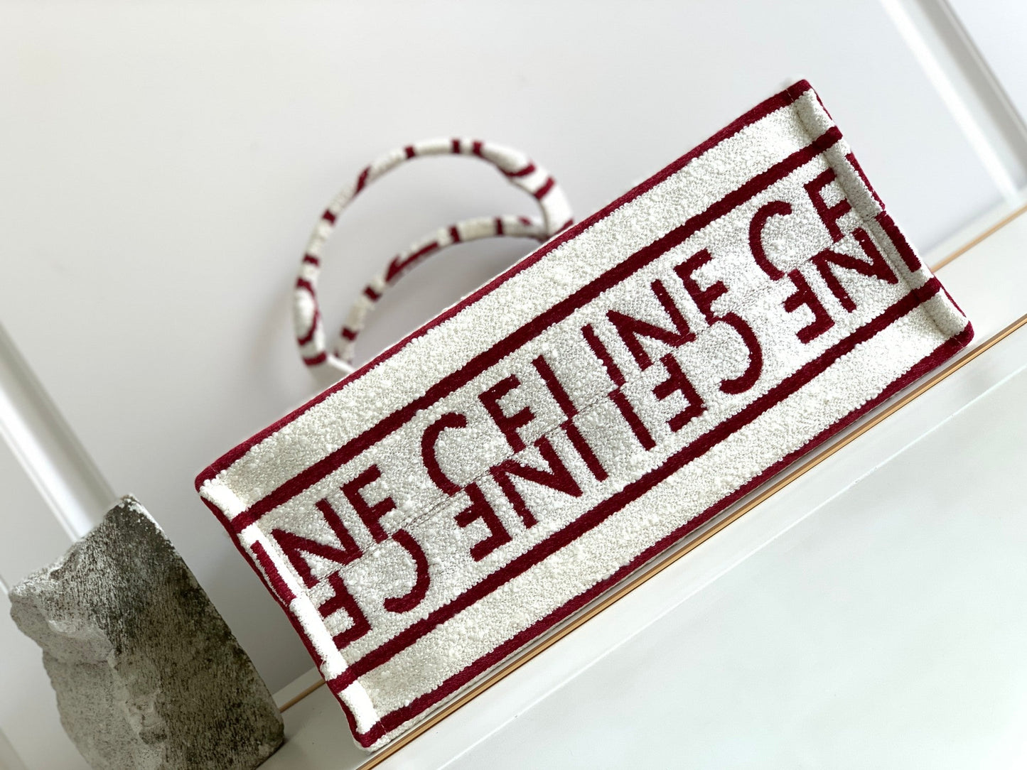 Celine large cabas 41 white burgundy canvas multi logo