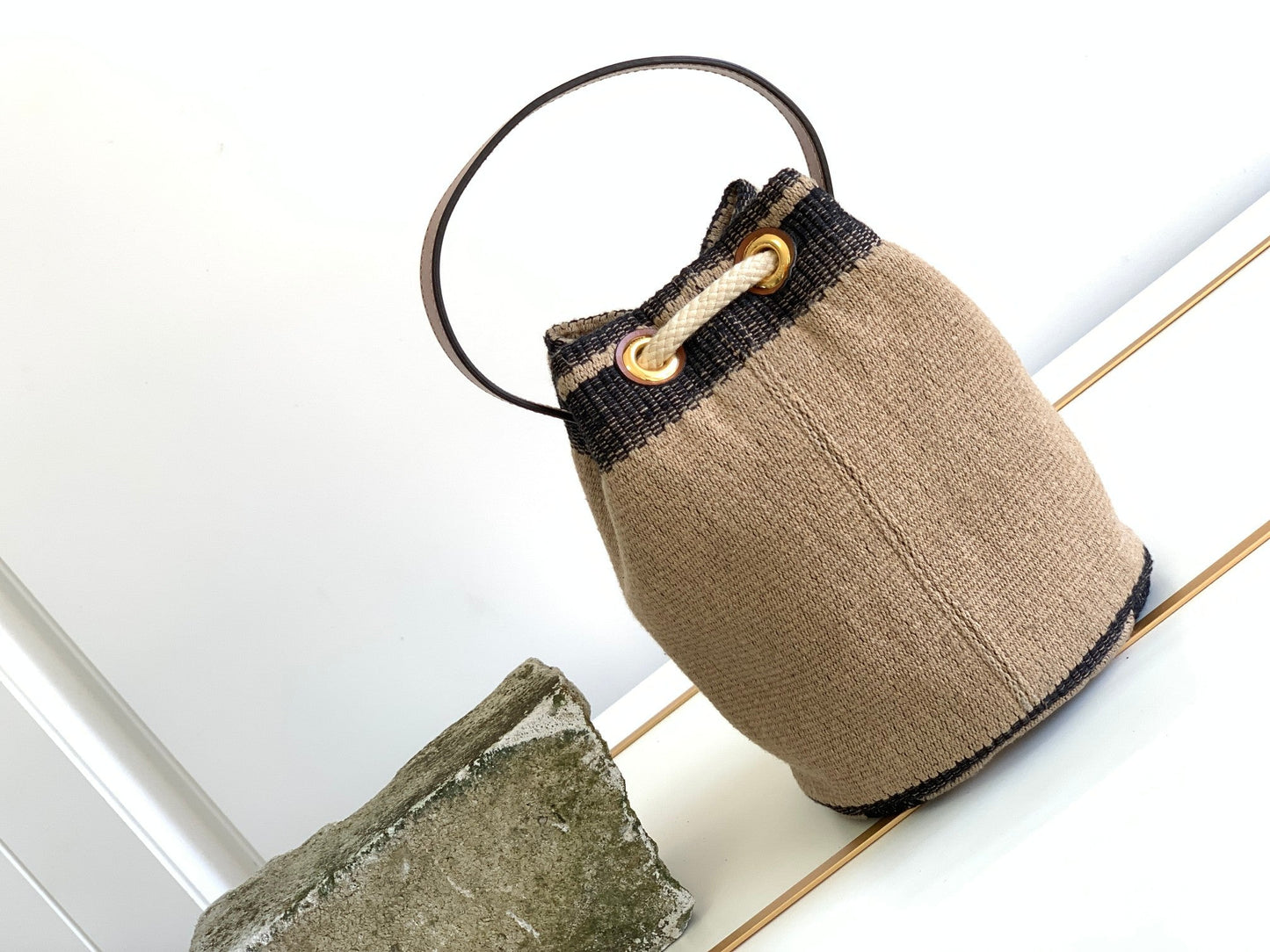 Celine TRIPHOME 19 EMBROIDERED FABRIC BLACK BEIGE