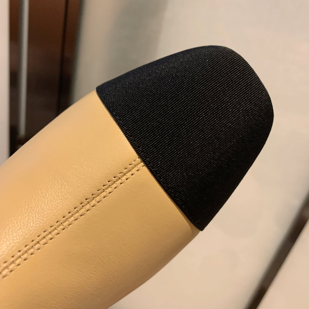 CHANEL Ankle Boots 50mm Beige Lambskin And Lycra Fabric 940058