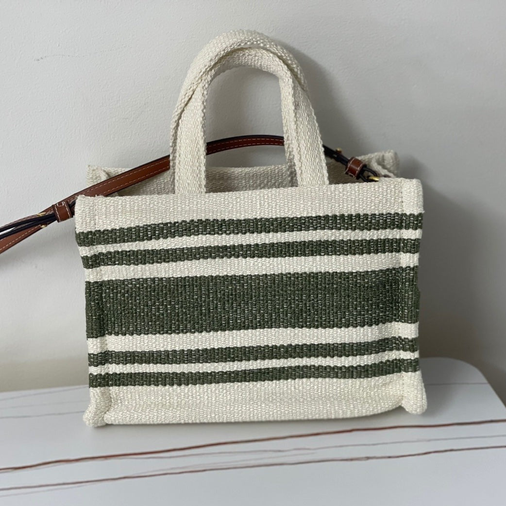 Celine TRIPHOME 29 FABRIC WHITE BLACK WITH BROWN LOGO