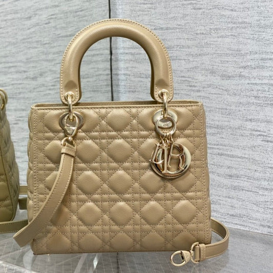 DIOR medium lady 24 ecru calfskin ghw