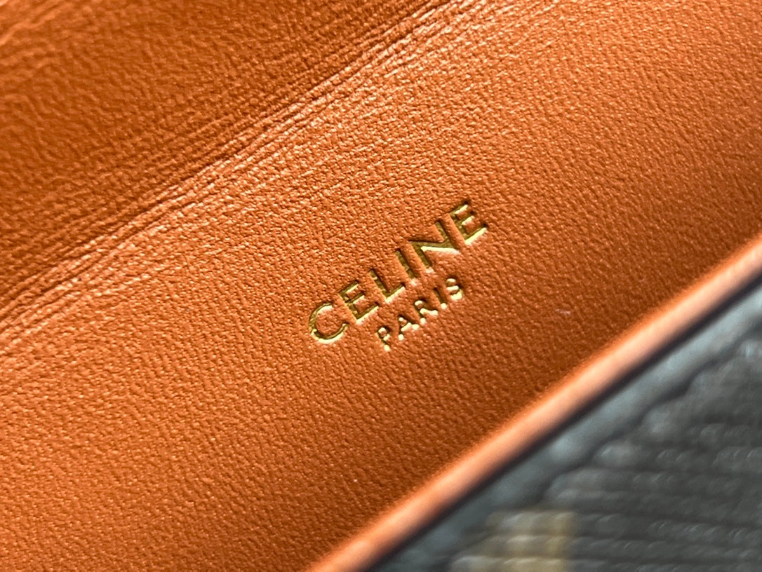 Celine BOX TRIPHOME 22 BLACK PATTERN CALFSKIN BAG