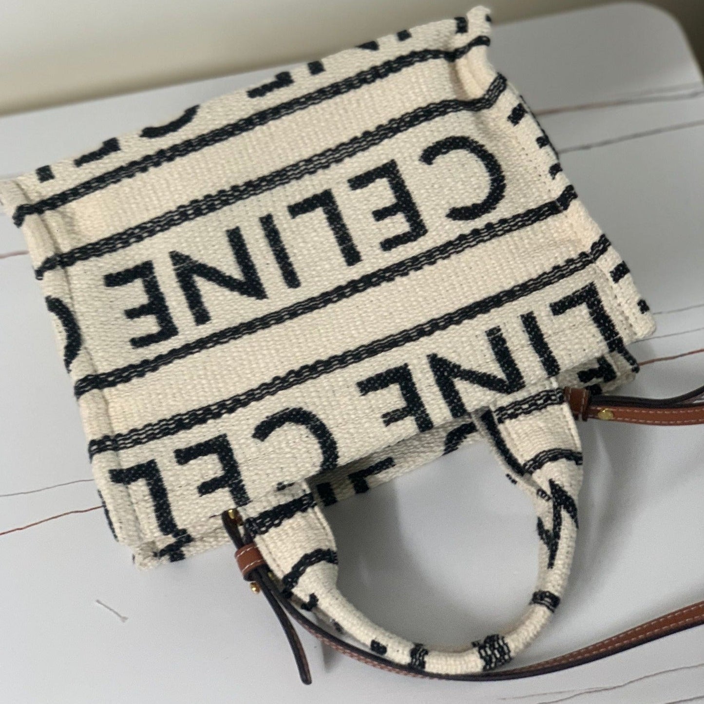 Celine TRIPHOME 29 FABRIC WHITE BLACK