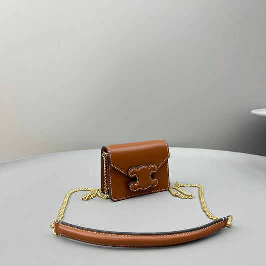 Celine CUIR TRIPHOME 11 CINNAMON BROWN CALFSKIN