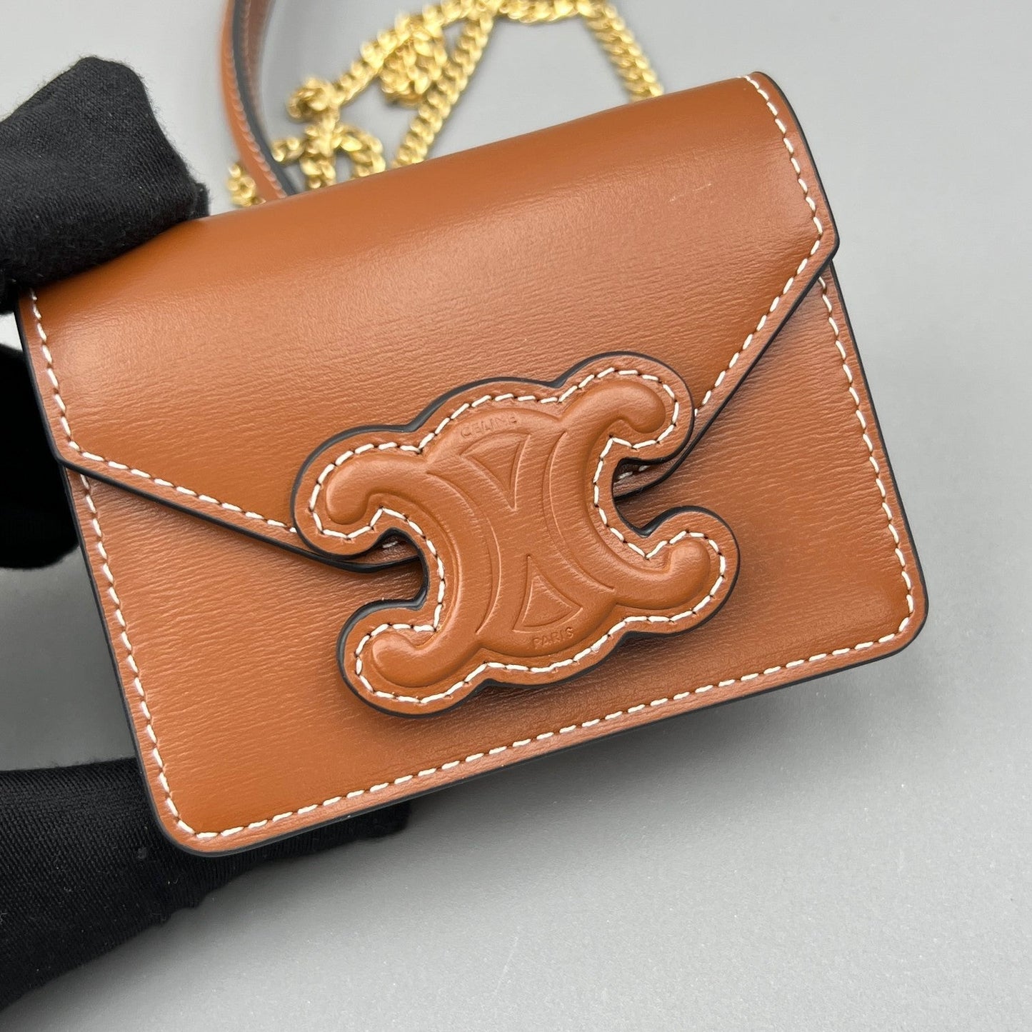 Celine CUIR TRIPHOME 11 CINNAMON BROWN CALFSKIN
