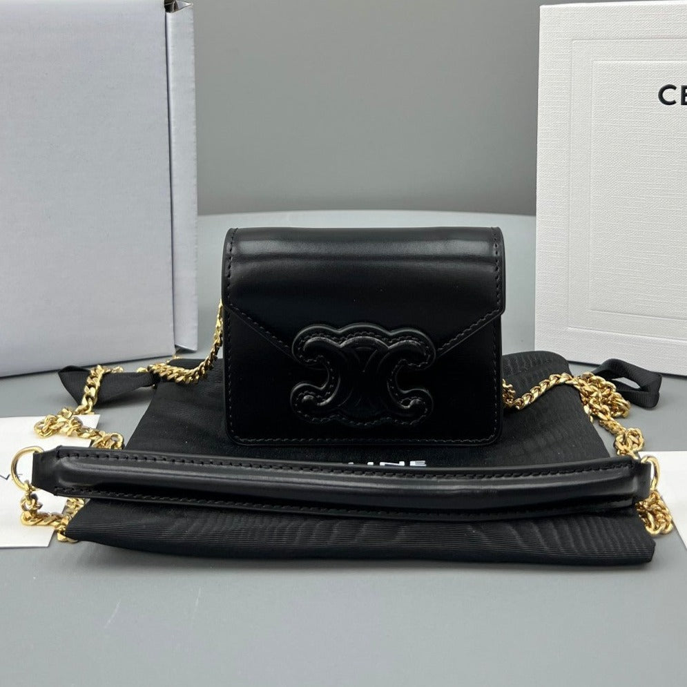 Celine CUIR TRIPHOME 11 BLACK CALFSKIN