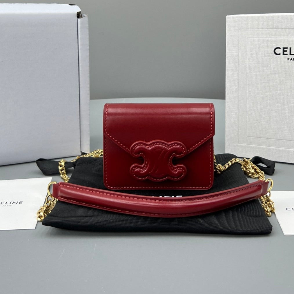Celine CUIR TRIPHOME 11 CHERRY RED CALFSKIN