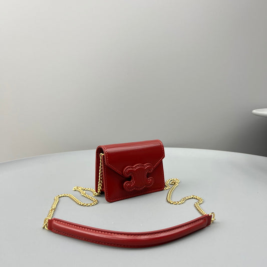 Celine CUIR TRIPHOME 11 CHERRY RED CALFSKIN