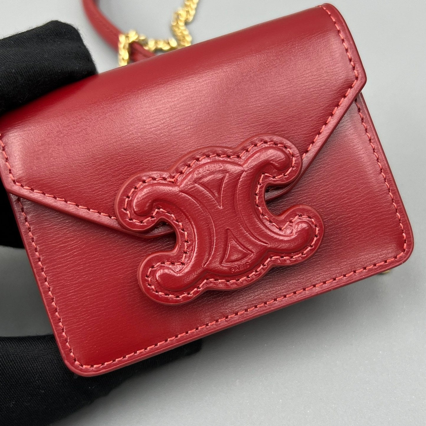 Celine CUIR TRIPHOME 11 CHERRY RED CALFSKIN
