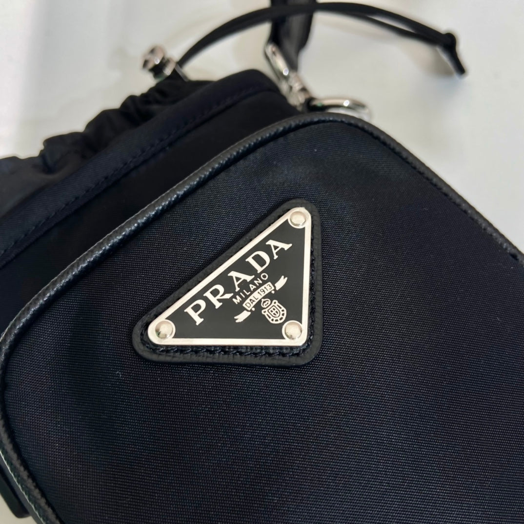 PRADA PHONE BAG 18 IN BLACK RE-NYLON