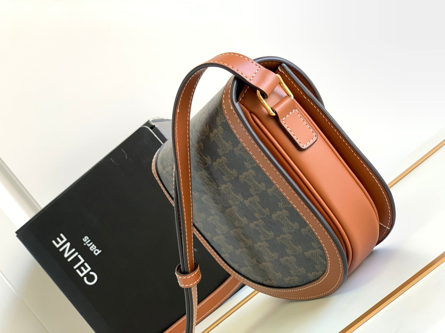 Celine teen besace triomphe canvas 18.5 tan calfskin